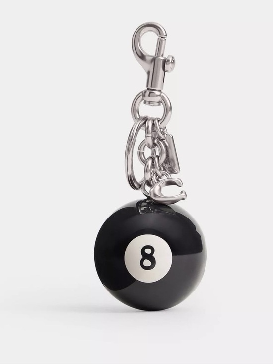 Coach Accessories - Coach Black and White Eight Ball Key Charm with Silver Hardware